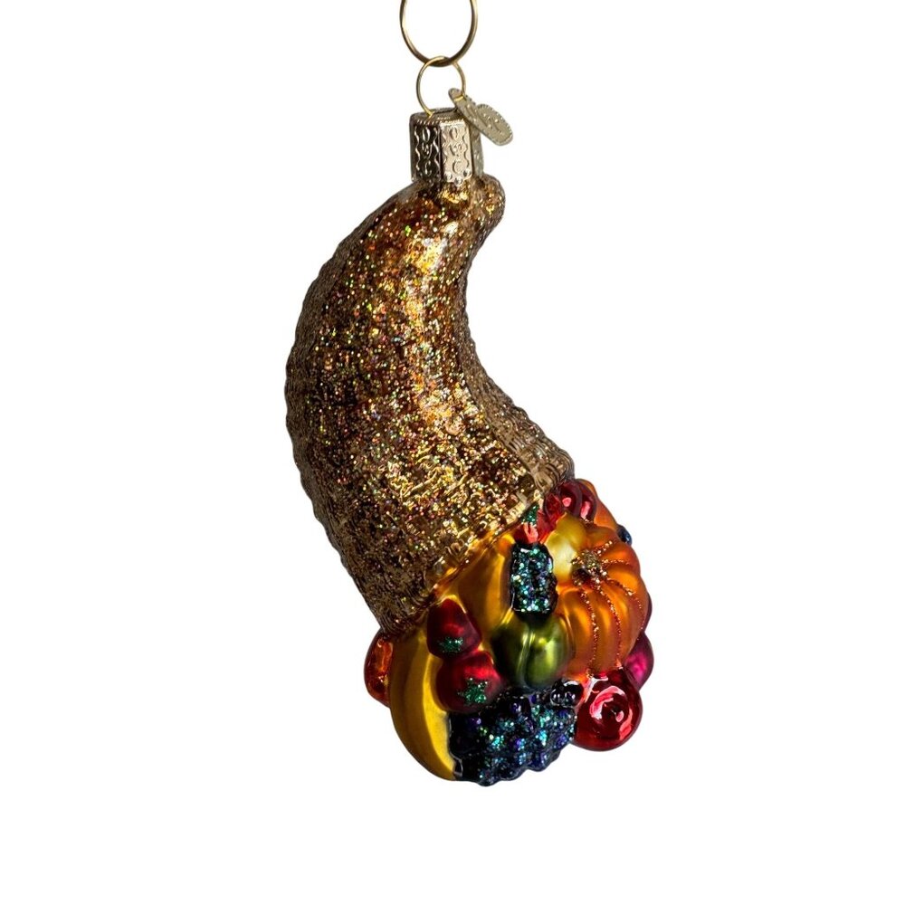 Old World Christmas Glitter Cornucopia Horn Of Plenty Ornament Box Tag 4.5" - Picture 3 of 9
